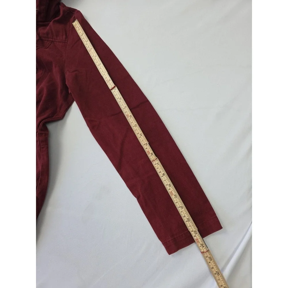 Forever 21 Burgundy Utility Jacket Womens Medium Hooded Anorak Cinch Waist Faded